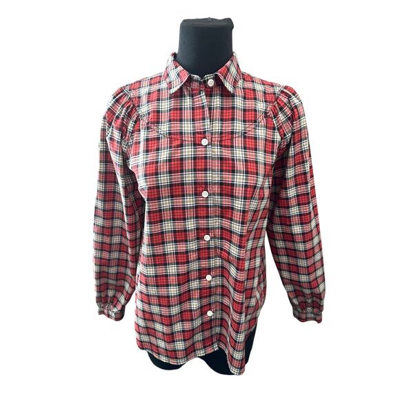 ALEX MILL | Red Plaid Button Down Shirt 100% Cotton Classic Blouse | Medium - Picture 3 of 7